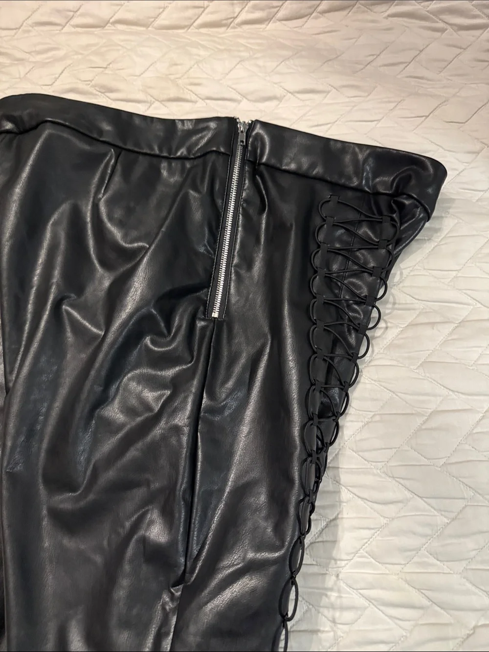 Disturbia Black Lace-Up Faux Leather Leggings - Picture 12 of 14